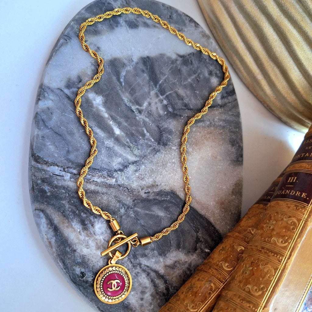 Collana Elisa - Creazione artigianale Relux con bottone upcycled