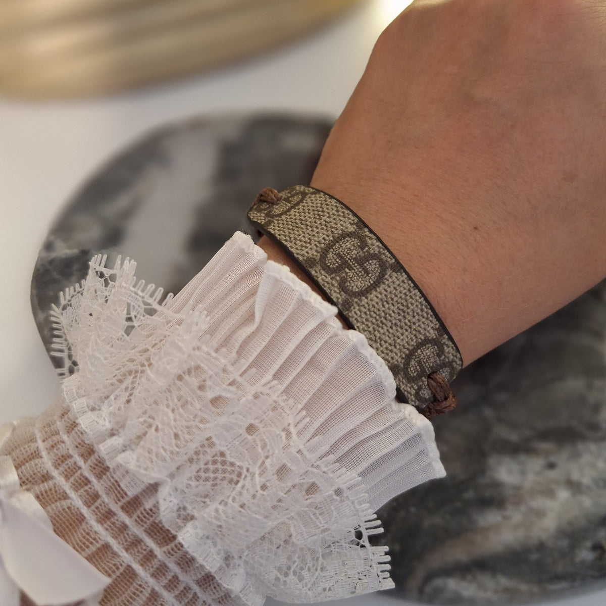 Bracciale Greta - Creazione artigianale Relux in pelle (canvas) vintage upcycled