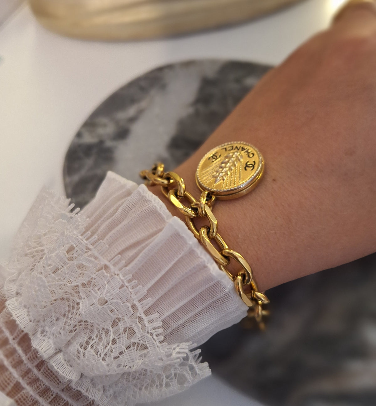 Bracciale Dale - Creazione artigianale Relux con bottone vintage upcycled