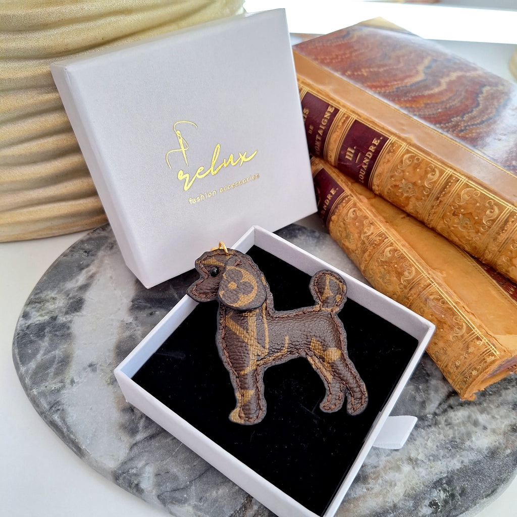 Relux handmade vintage upcycled leather Poodle keychain