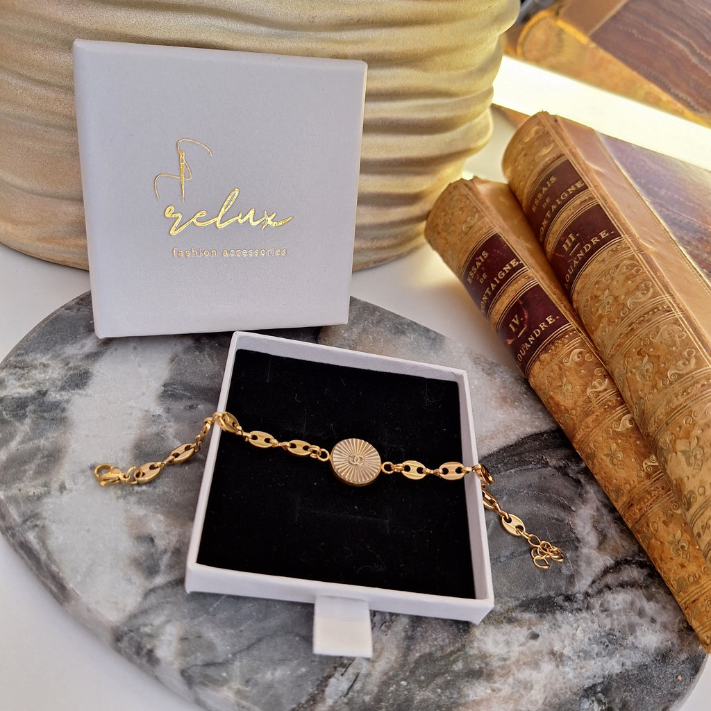 Bracciale Runa - Creazione artigianale Relux con bottone vintage upcycled