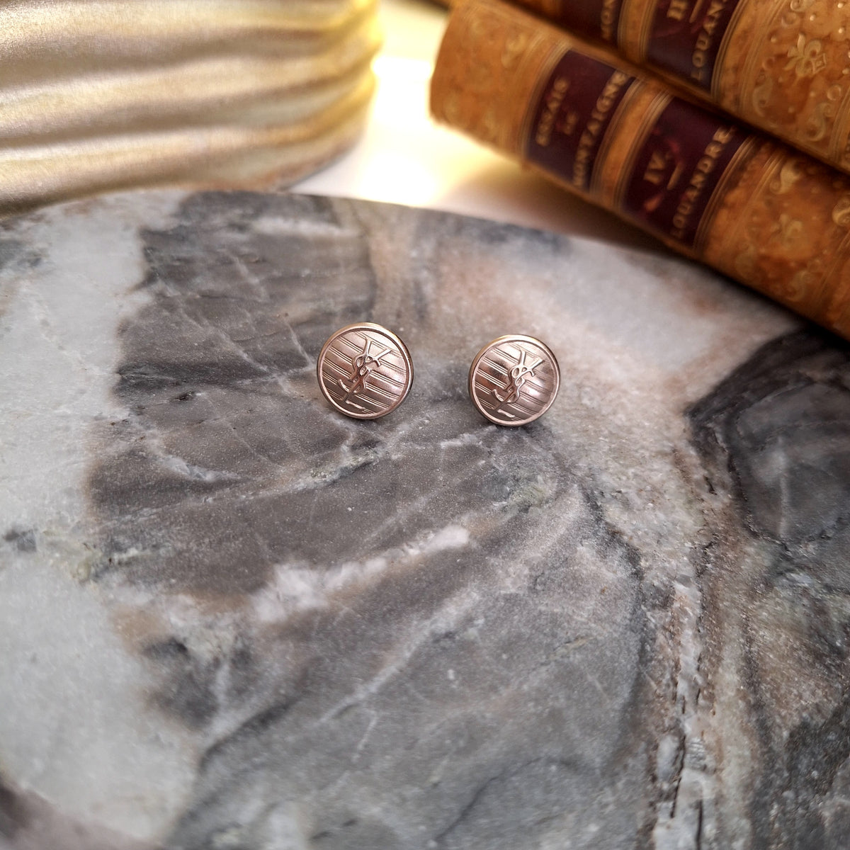 Lucy Earrings - Handcrafted Relux creation with upcycled vintage buttons