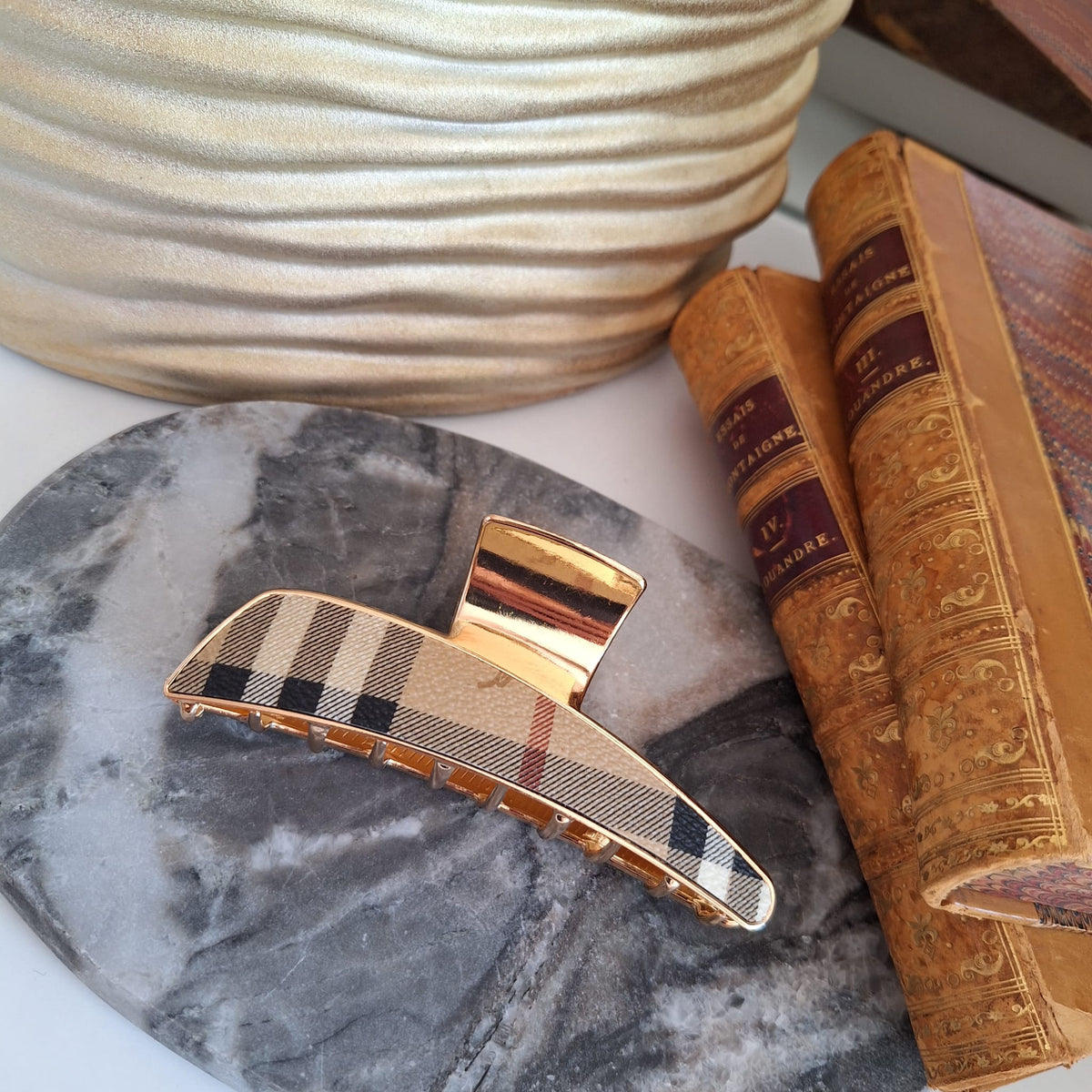 Accessorio per capelli Rona - Creazione artigianale Relux in pelle vintage upcycled