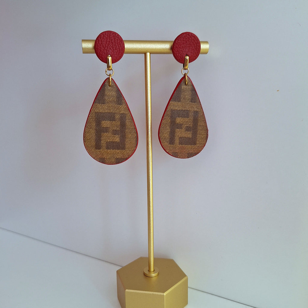 Mila Earrings - Handcrafted Relux design in upcycled vintage leather (canvas)