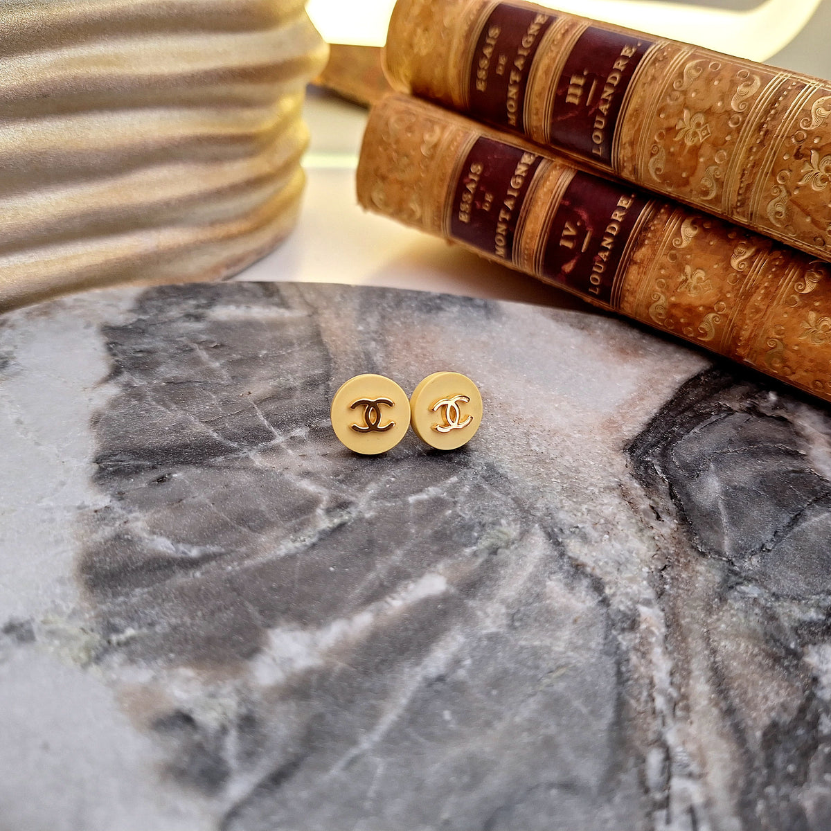 Lona Earrings - Handcrafted Relux creation with upcycled vintage buttons