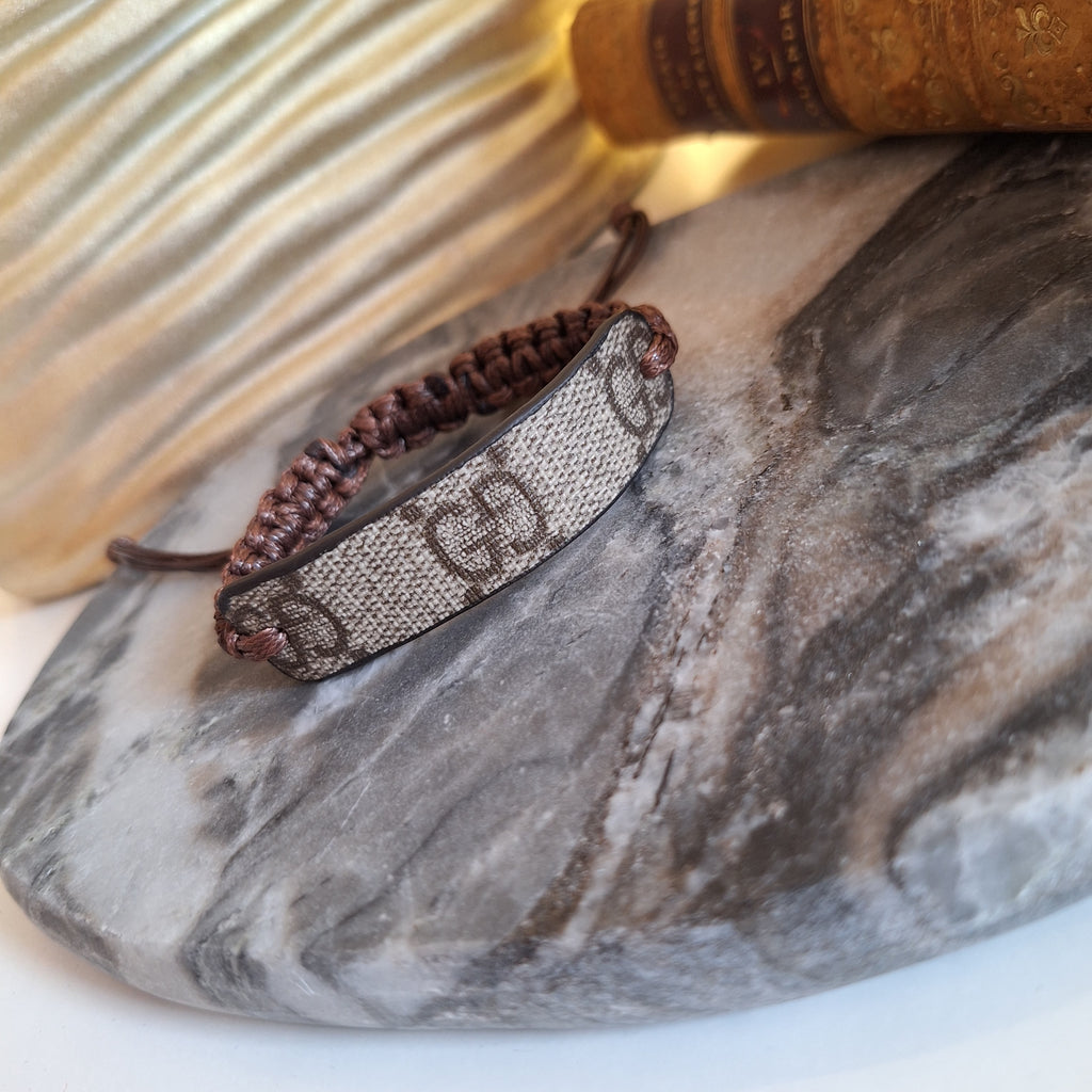 Greta Bracelet - Relux handcrafted creation in upcycled vintage leather (canvas)