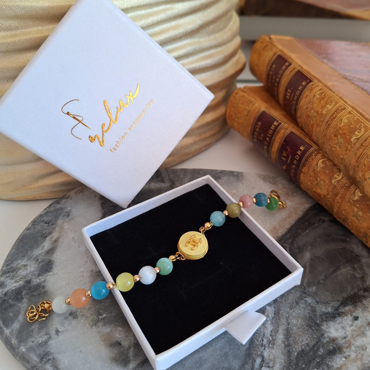 Bracciale Olla - Creazione artigianale Relux con bottone vintage upcycled