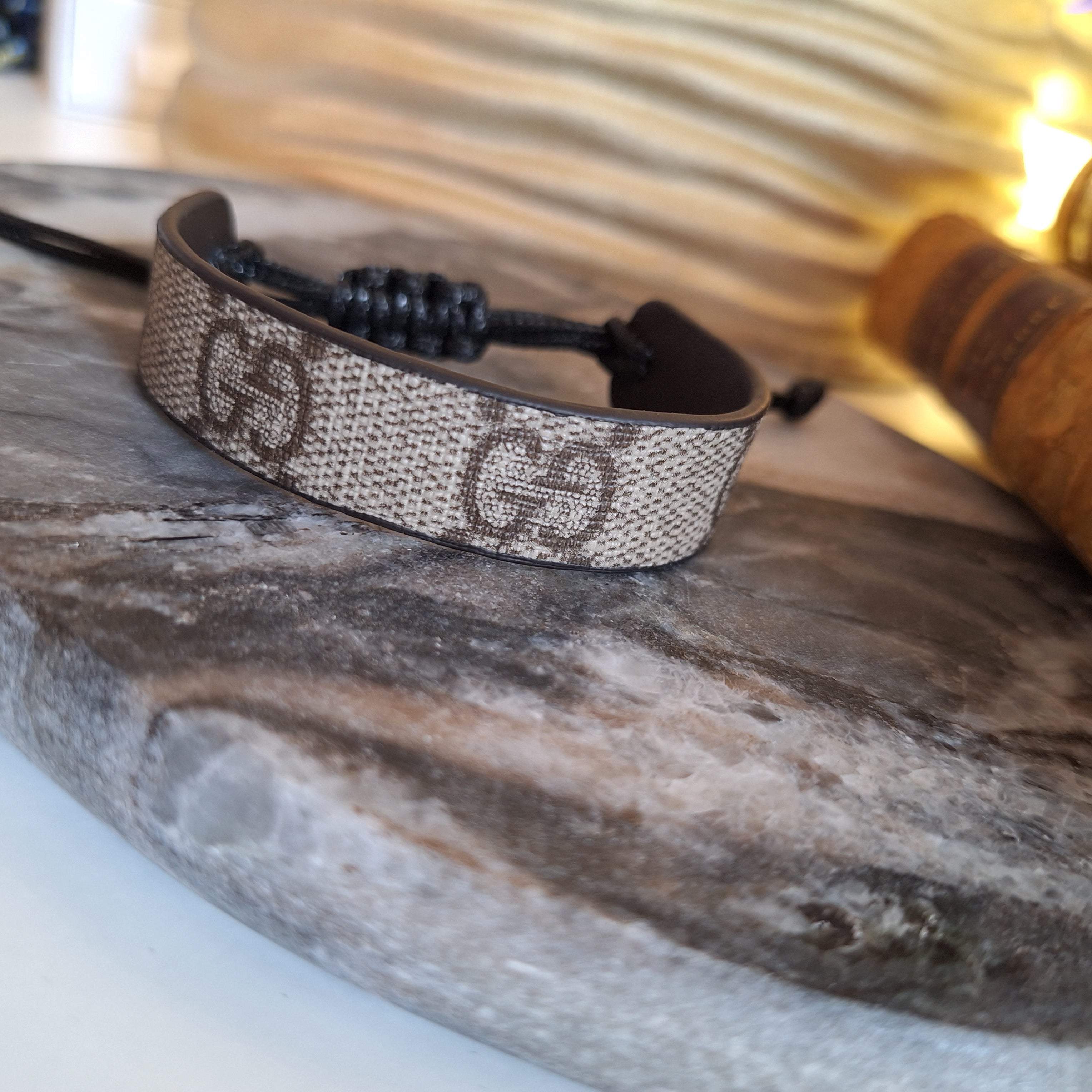 Mel Bracelet - Relux handcrafted item in upcycled vintage leather (canvas)