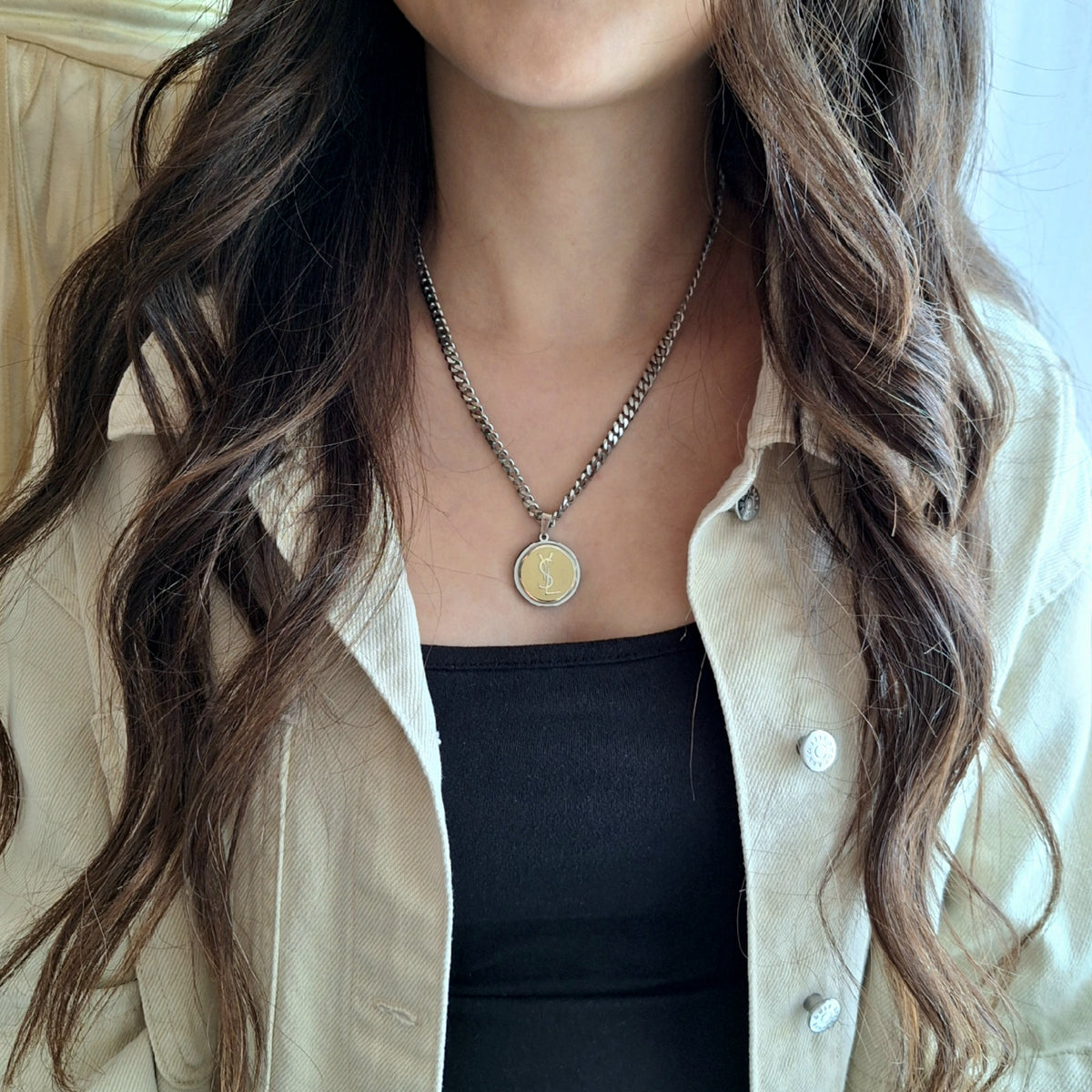 Collana Luce - Creazione artigianale Relux con bottone vintage upcycled