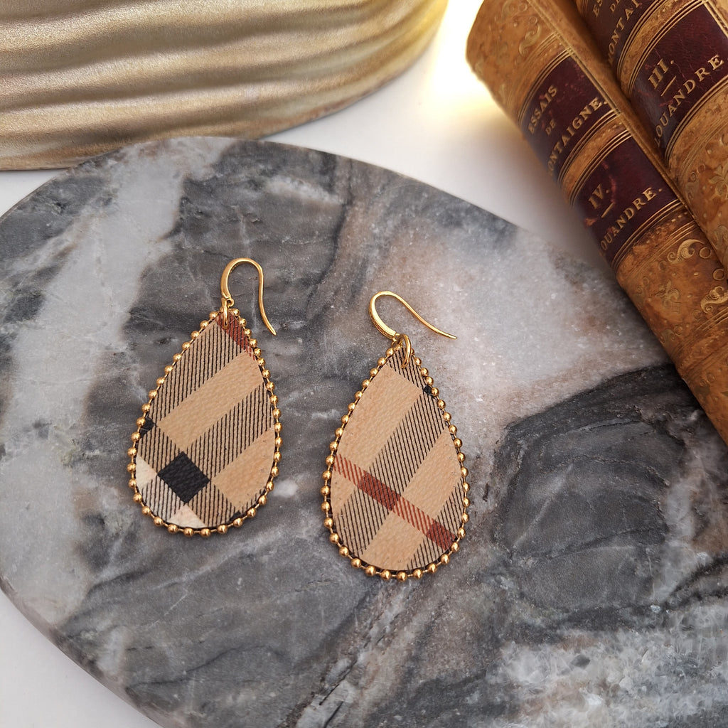 Gabi Earrings - Relux handcrafted creation in upcycled vintage leather (canvas)