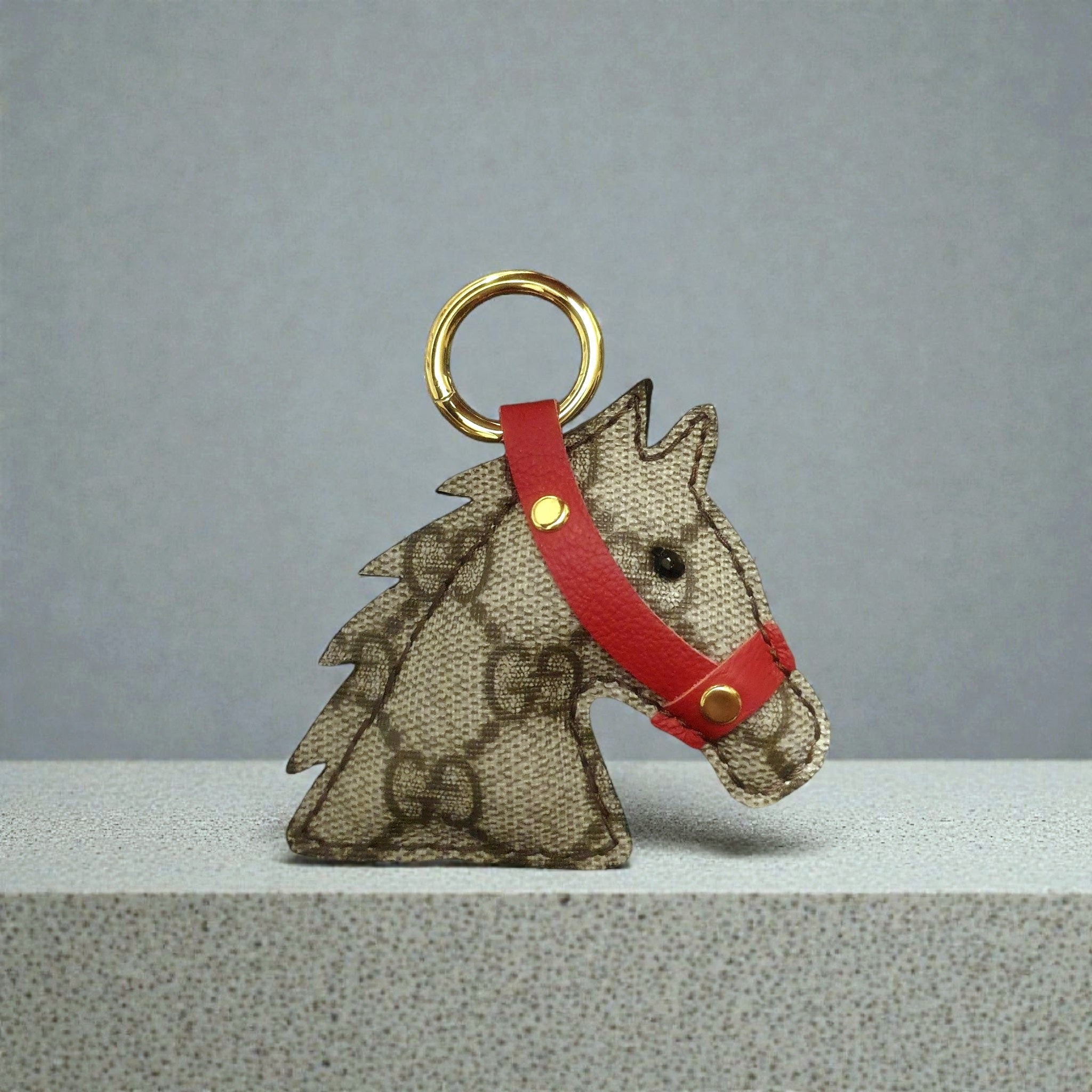 Portachiavi Cavallo in Tela Monogram Upcycled