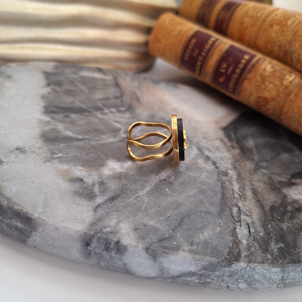 Anello Emma - Creazione artigianale Relux con bottone upcycled