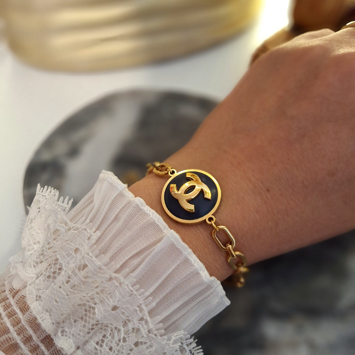 Bracciale Lily - Creazione artigianale Relux con bottone vintage upcycled