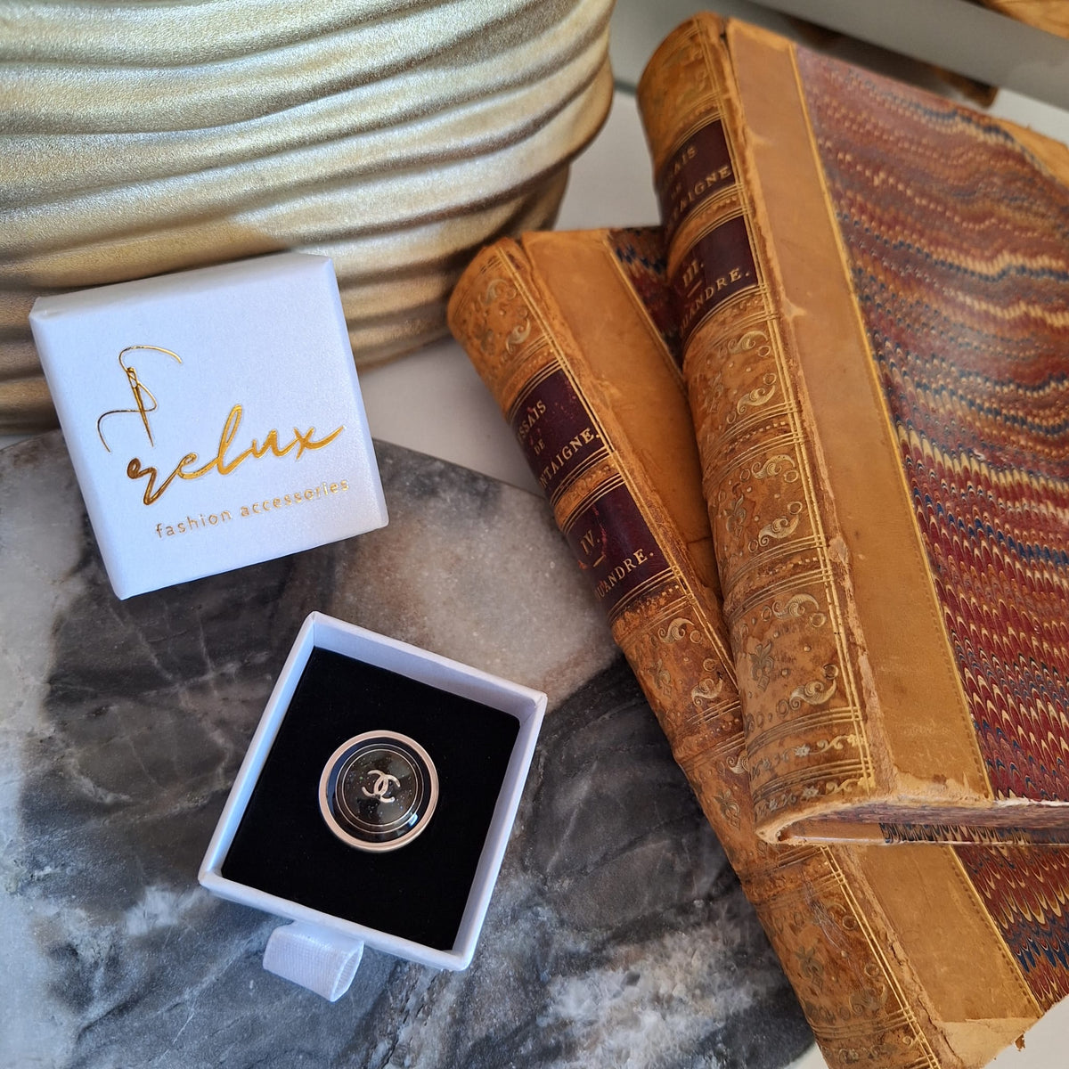 Anello Cat - Creazione artigianale Relux con bottone upcycled