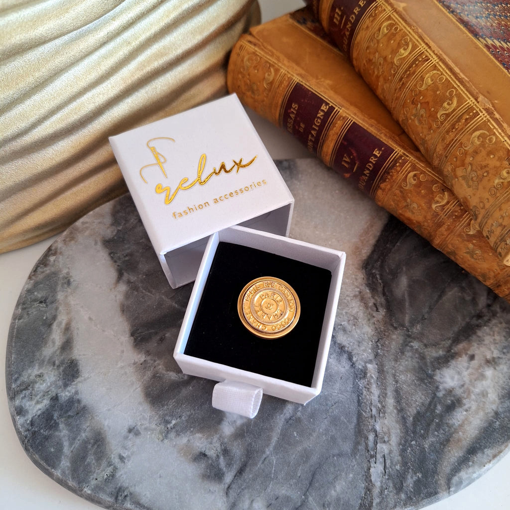 Anello Fay - Creazione artigianale Relux con bottone upcycled