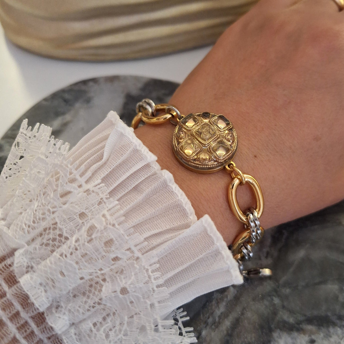 Bracciale Lea - Creazione artigianale Relux con bottone vintage upcycled