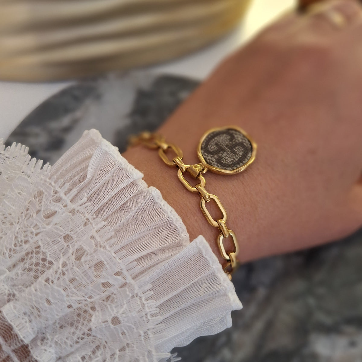 Bracciale Hope - Creazione artigianale Relux in pelle (canvas) vintage upcycled
