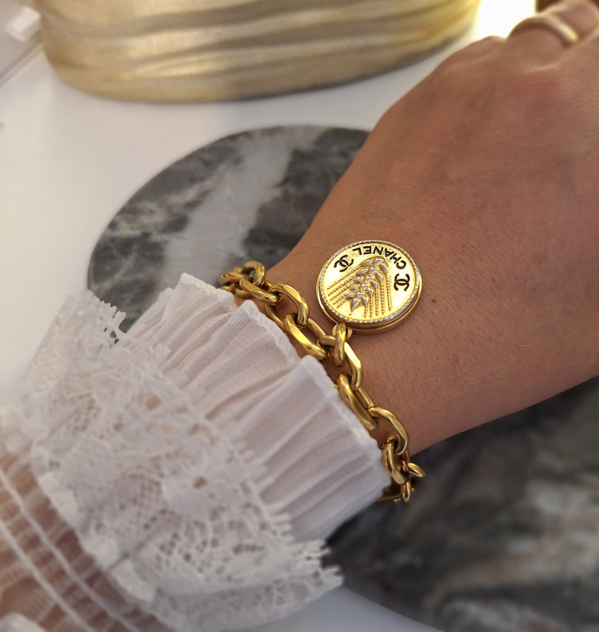 Bracciale Dale - Creazione artigianale Relux con bottone vintage upcycled