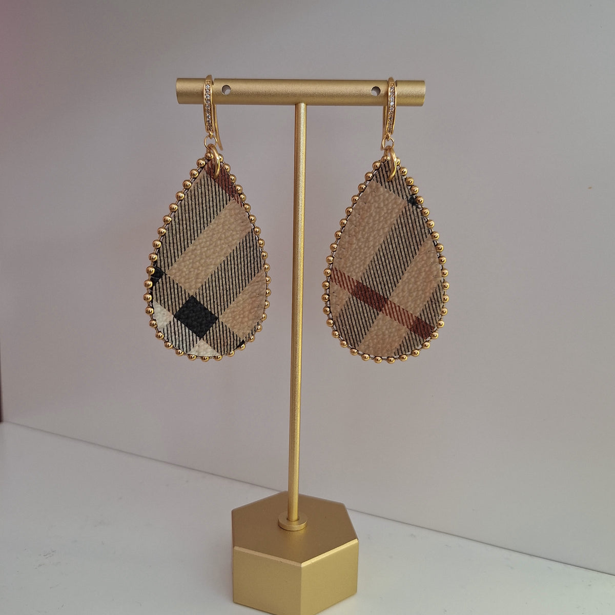 Gabi Earrings - Relux handcrafted creation in upcycled vintage leather (canvas)