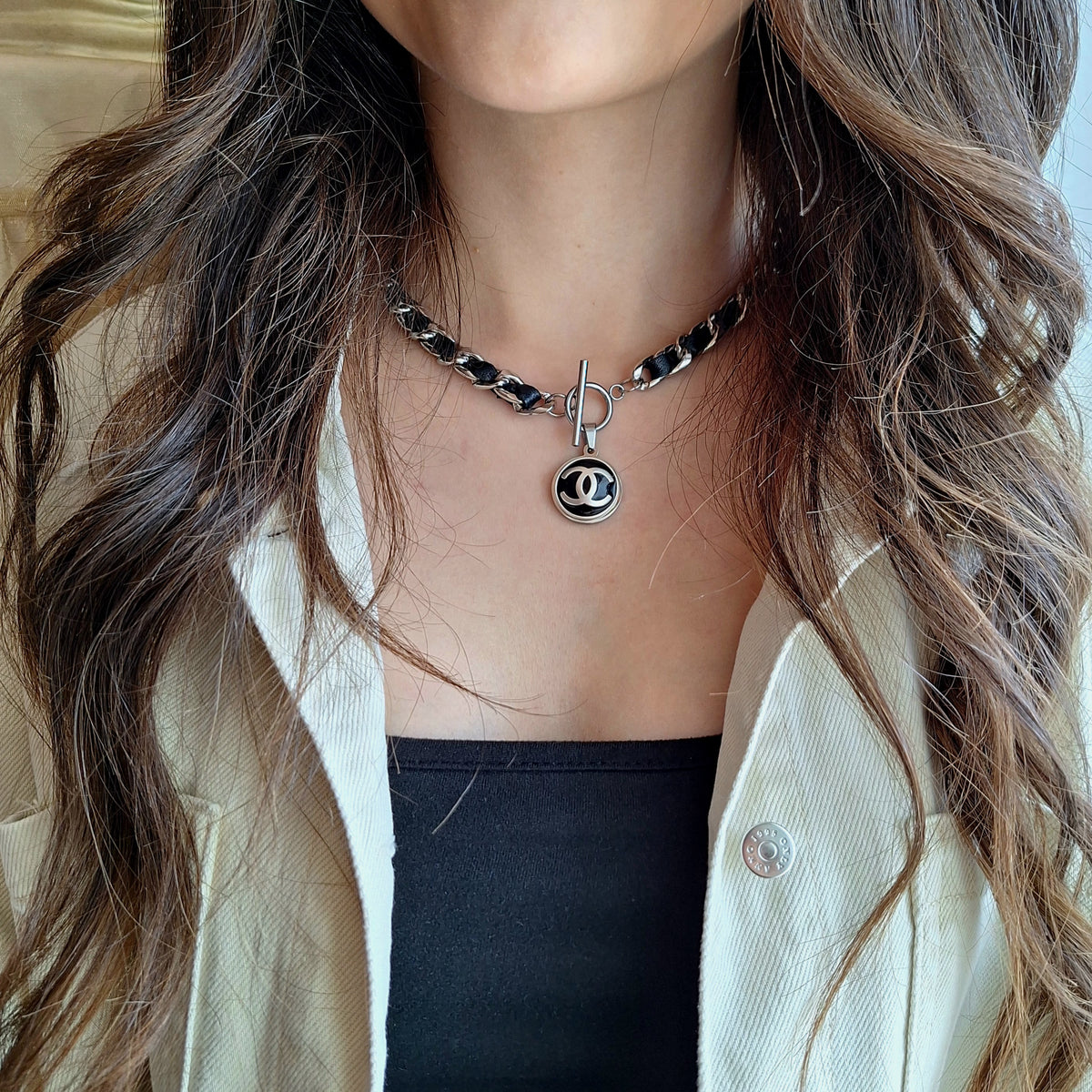 Collana Noa - Creazione artigianale Relux con bottone upcycled
