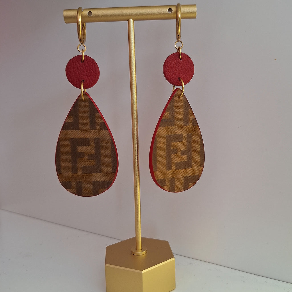 Naoma Earrings - Handcrafted Relux creation in upcycled vintage leather (canvas)