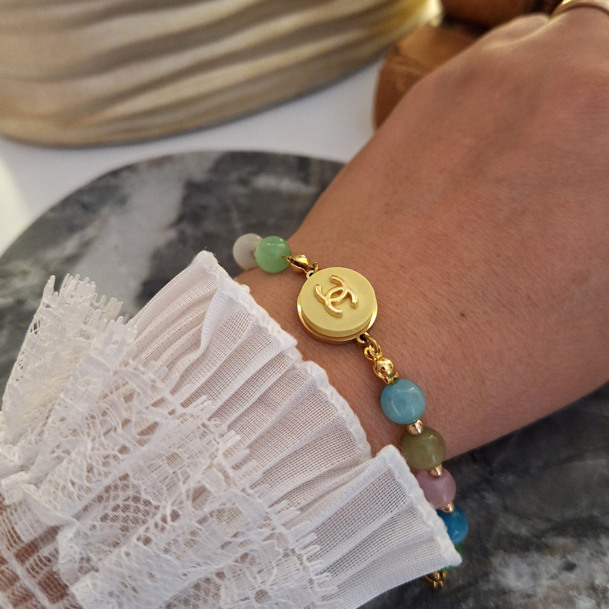 Bracciale Olla - Creazione artigianale Relux con bottone vintage upcycled