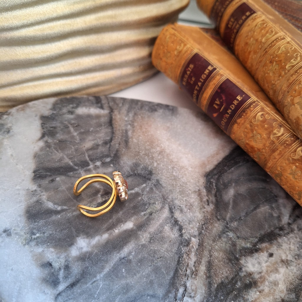 Anello Isa - Creazione artigianale Relux con bottone upcycled