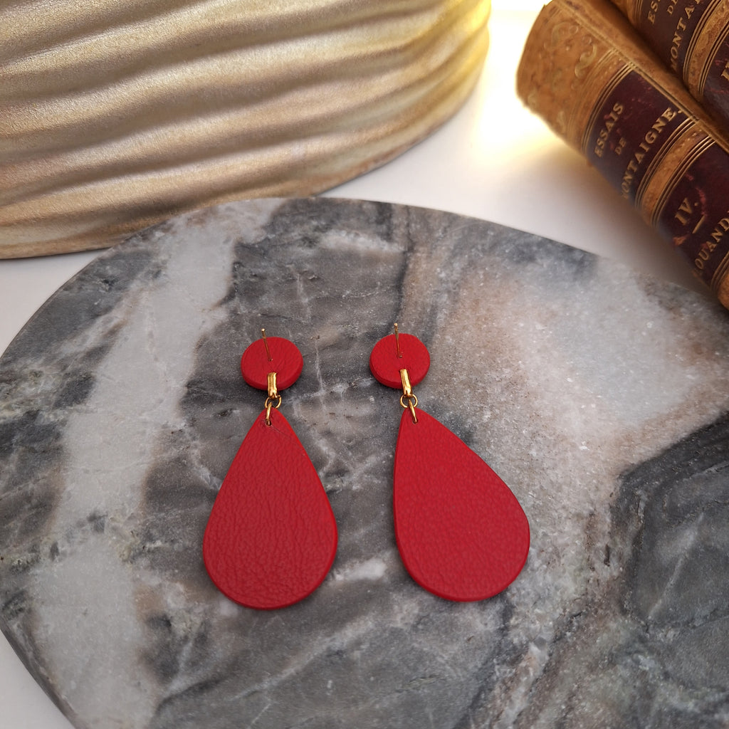 Mila Earrings - Handcrafted Relux design in upcycled vintage leather (canvas)