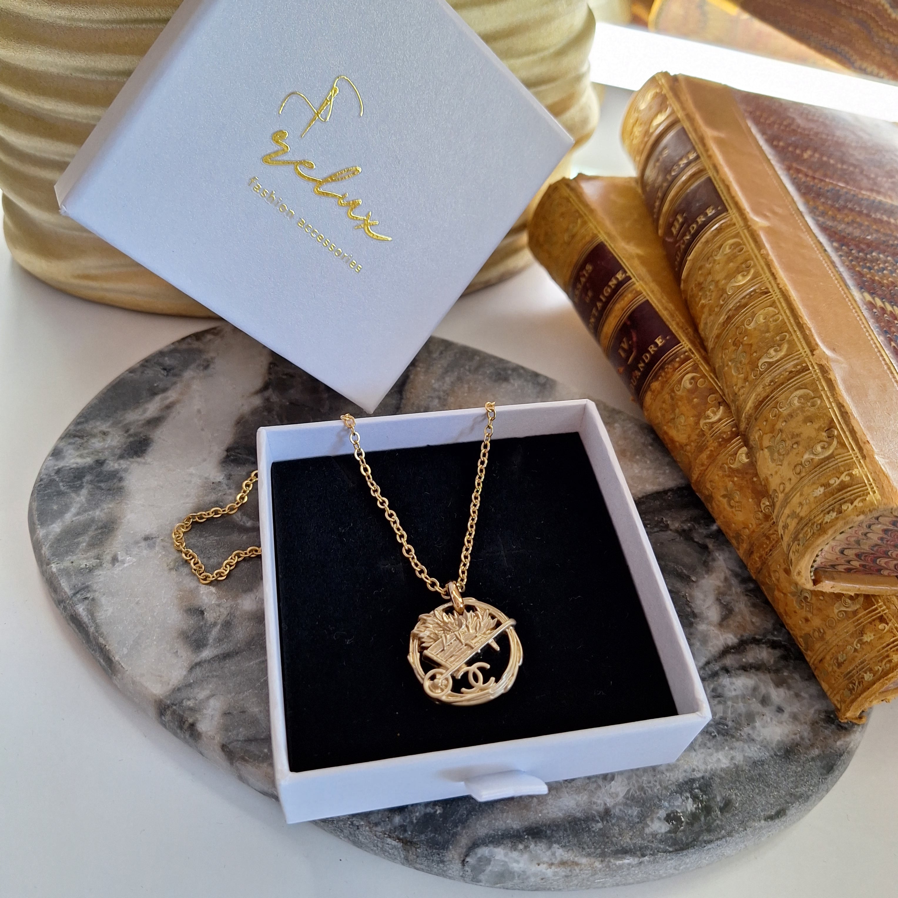 Gemma Necklace - Relux handcrafted creation with upcycled button