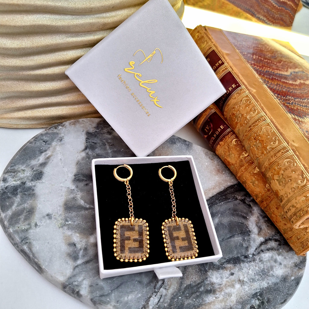 Mea Earrings - Relux handcrafted creation in vintage upcycled leather (canvas)