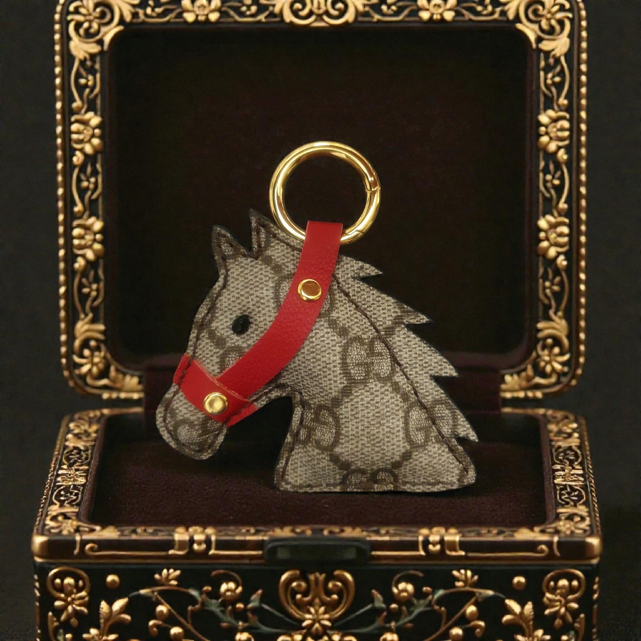 Portachiavi Cavallo in Tela Monogram Upcycled