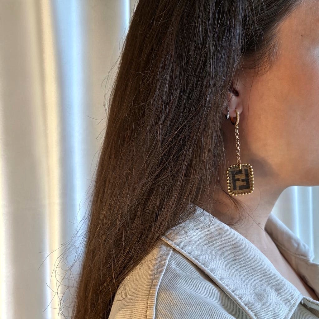 Mea Earrings - Relux handcrafted creation in vintage upcycled leather (canvas)