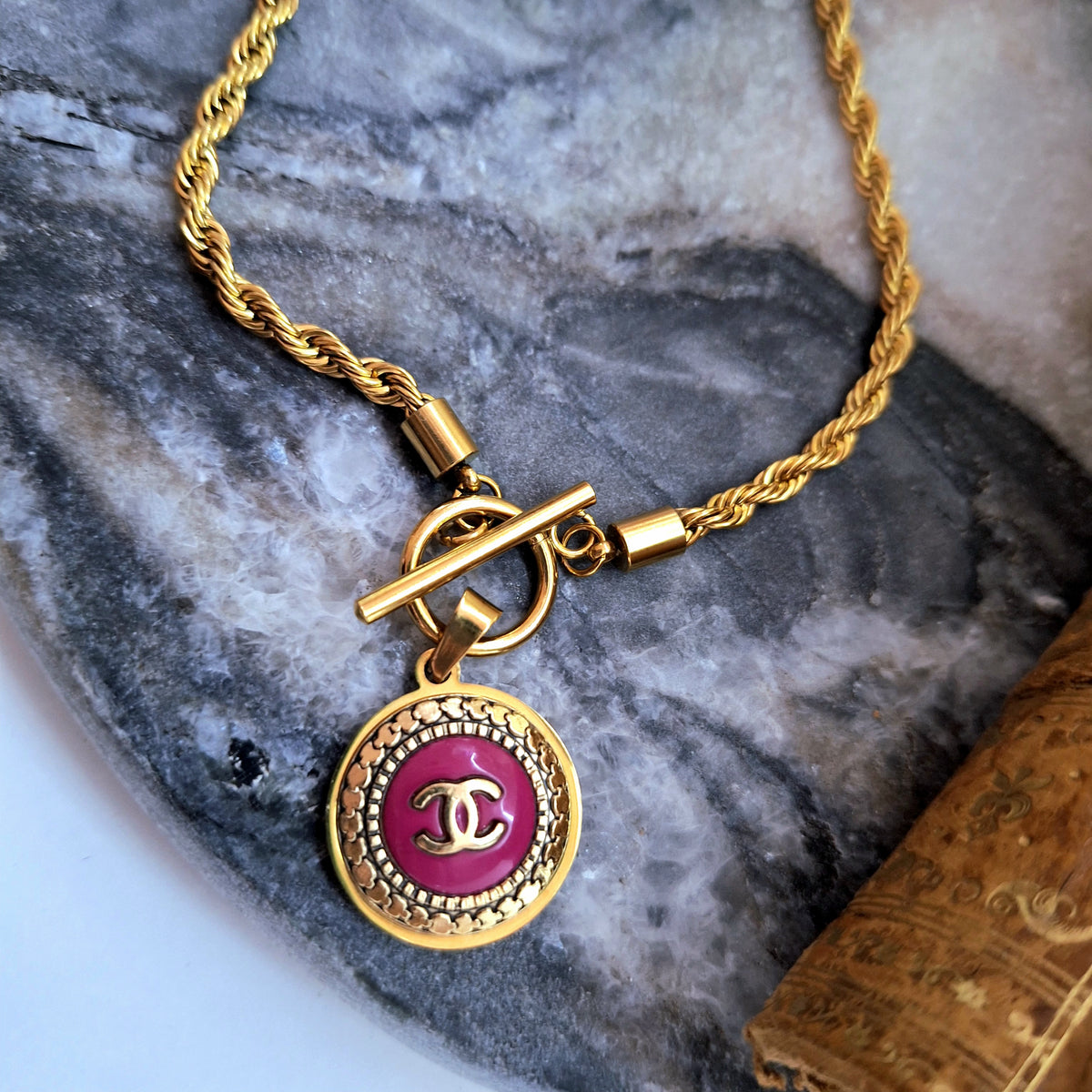Collana Elisa - Creazione artigianale Relux con bottone upcycled