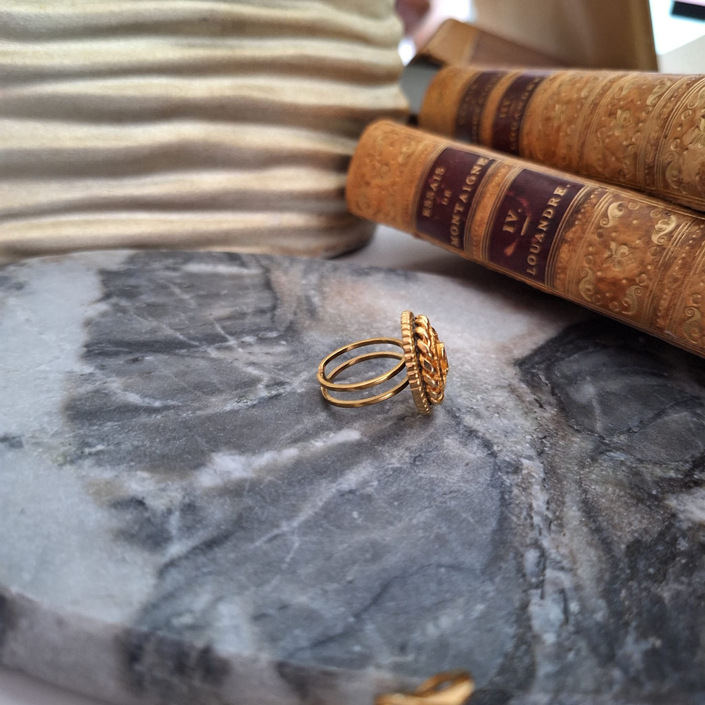 Anello Jade - Creazione artigianale Relux con bottone upcycled