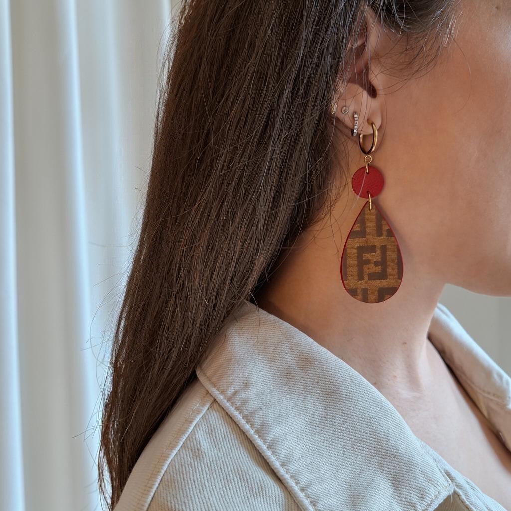 Naoma Earrings - Handcrafted Relux creation in upcycled vintage leather (canvas)