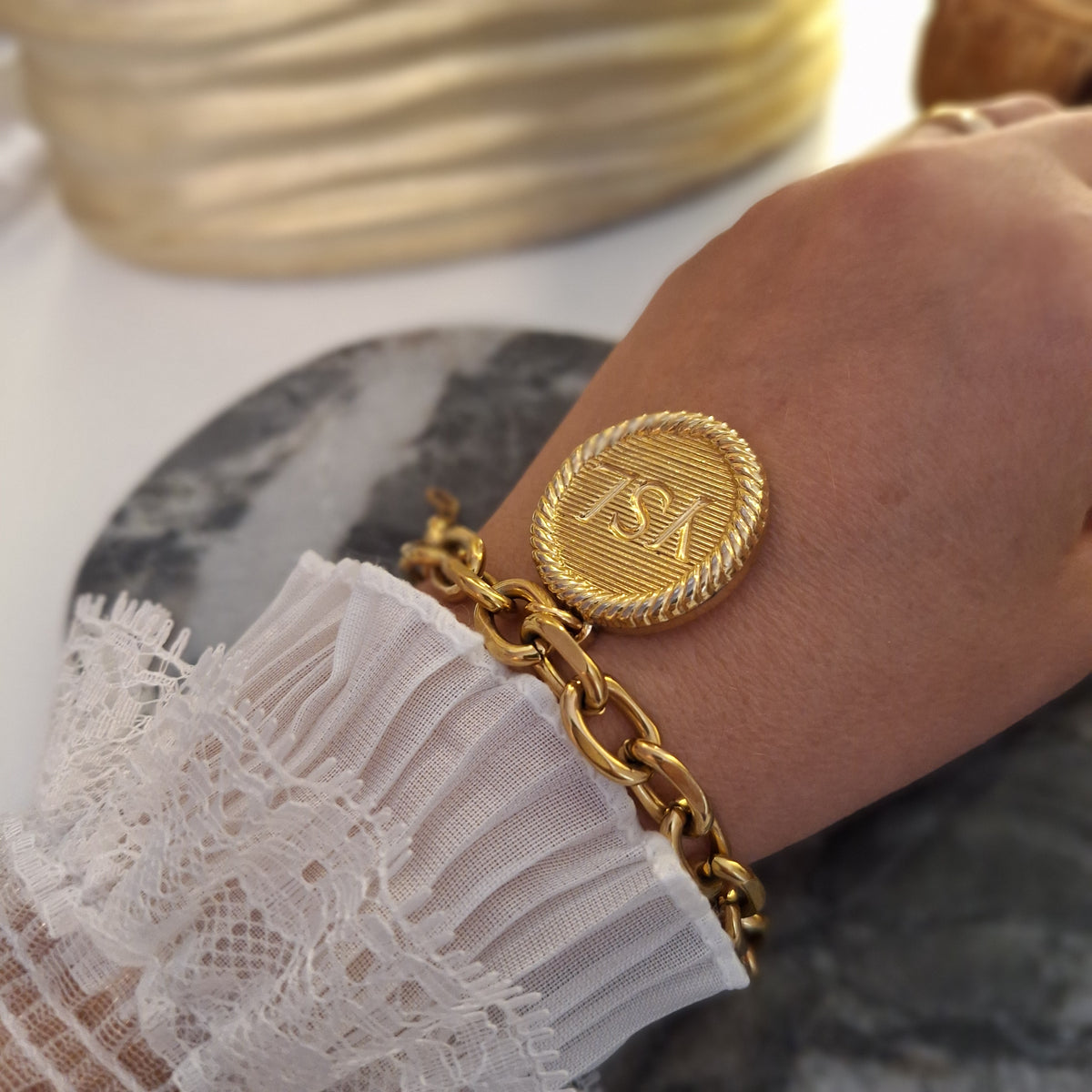 Bracciale Jess - Creazione artigianale Relux con bottone vintage upcycled