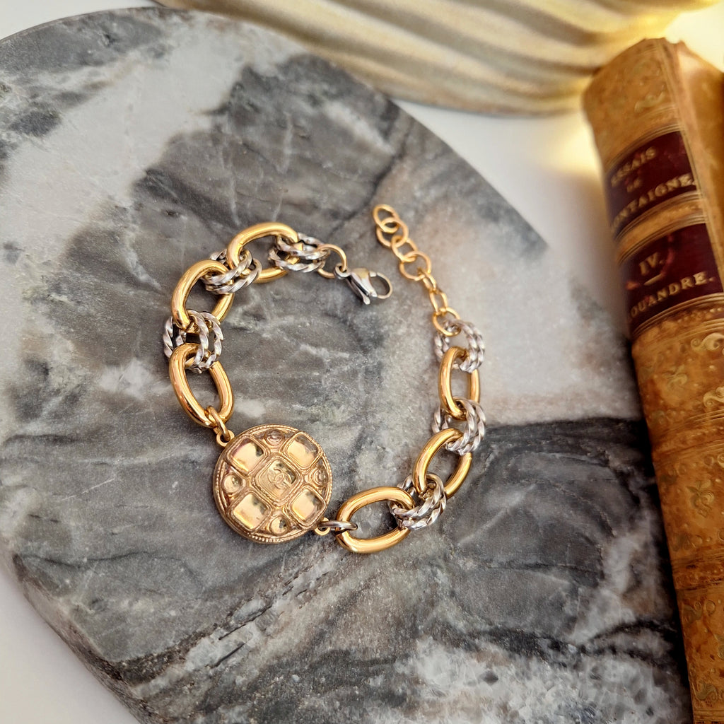 Bracciale Lea - Creazione artigianale Relux con bottone vintage upcycled