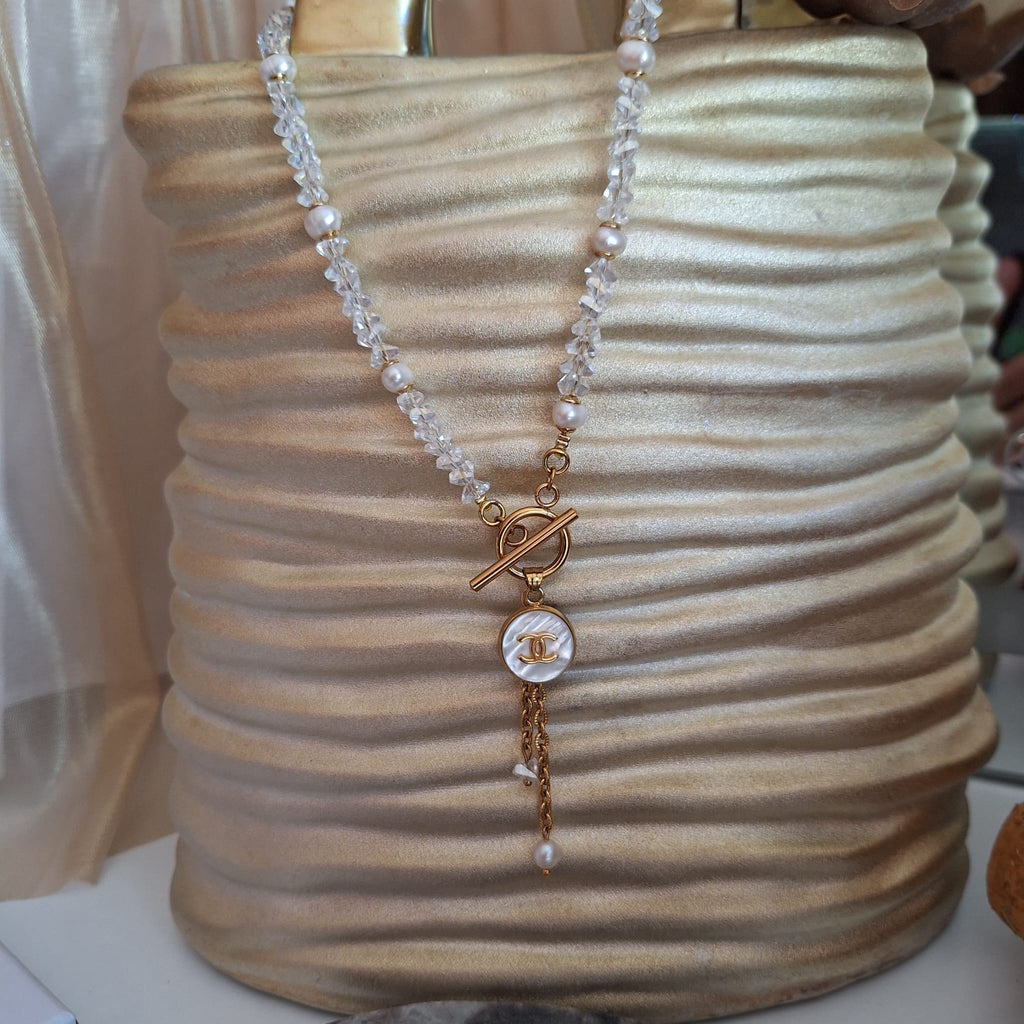 Collana Esta - Creazione artigianale Relux con bottone vintage upcycled