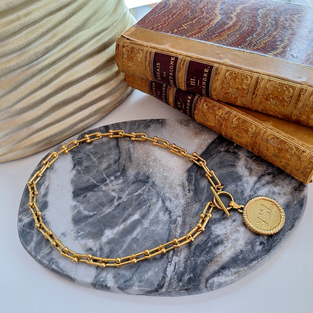 Collana Nova - Creazione artigianale Relux con bottone vintage upcycled