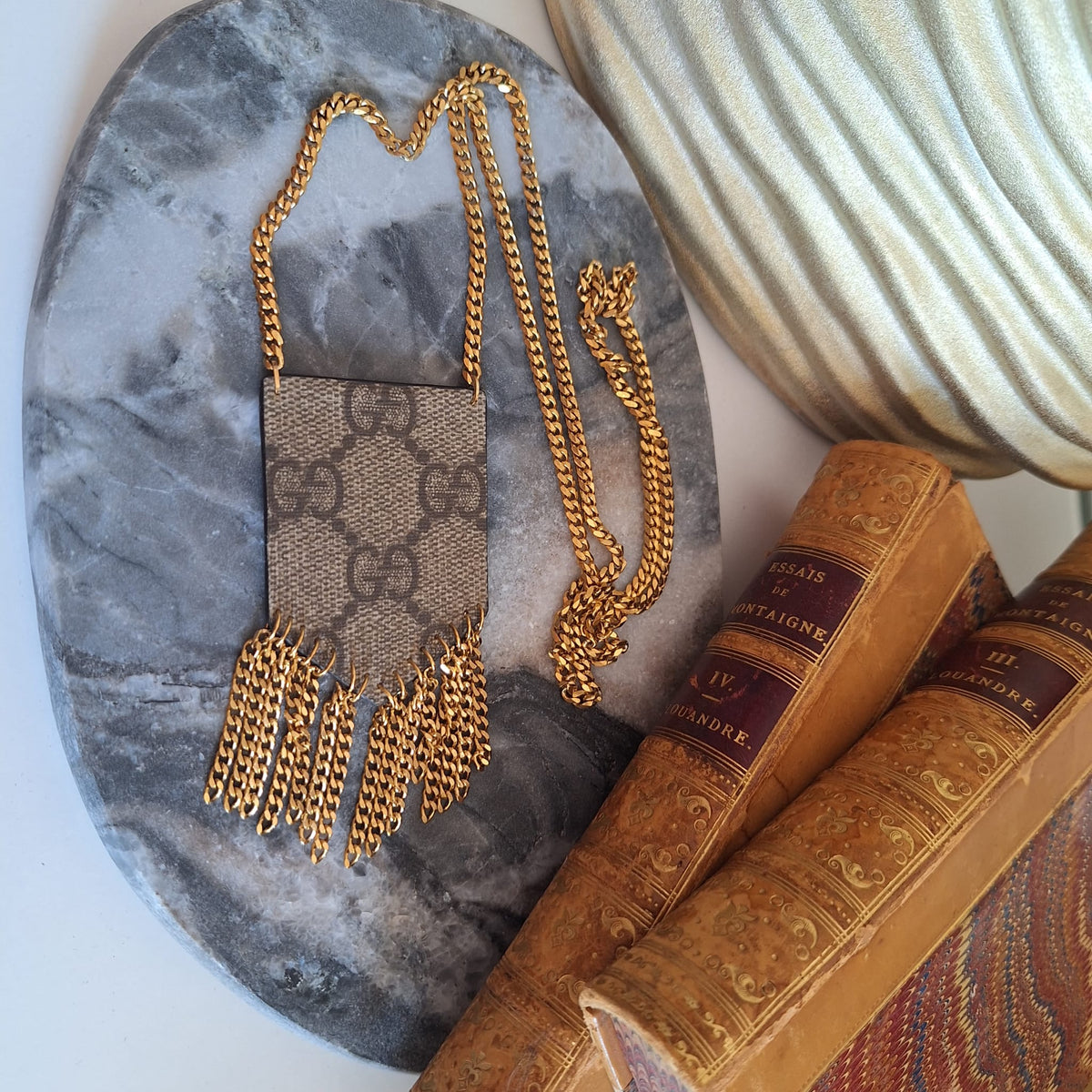 Collana Berta - Creazione artigianale Relux in pelle vintage upcycled