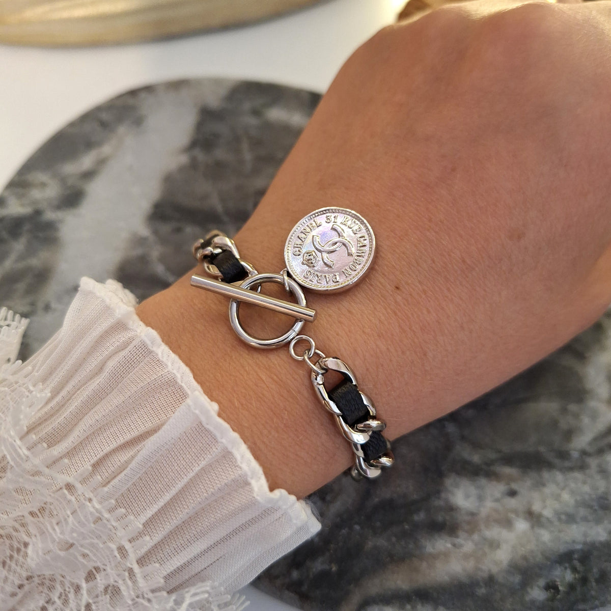 Bracciale Iris - Creazione artigianale Relux con bottone vintage upcycled