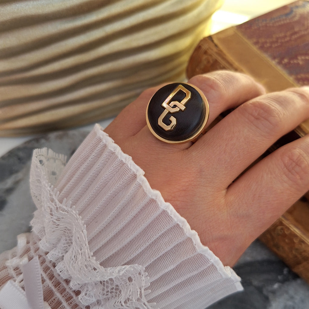 Anello Bea - Creazione artigianale Relux con bottone upcycled