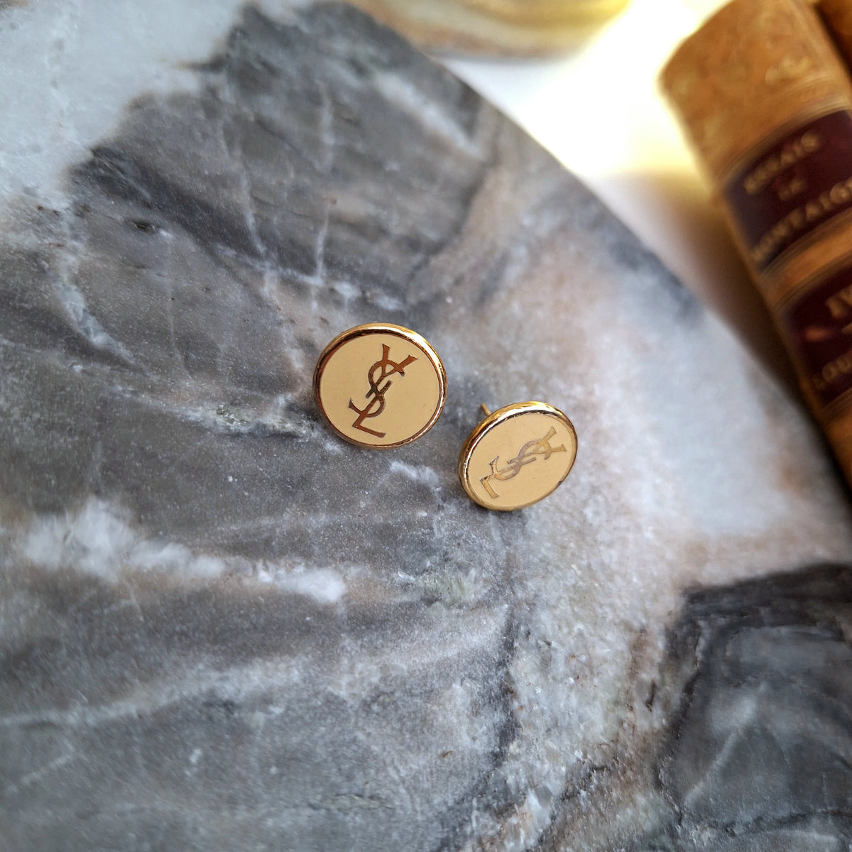 Alba Earrings - Relux handcrafted creation featuring upcycled vintage buttons