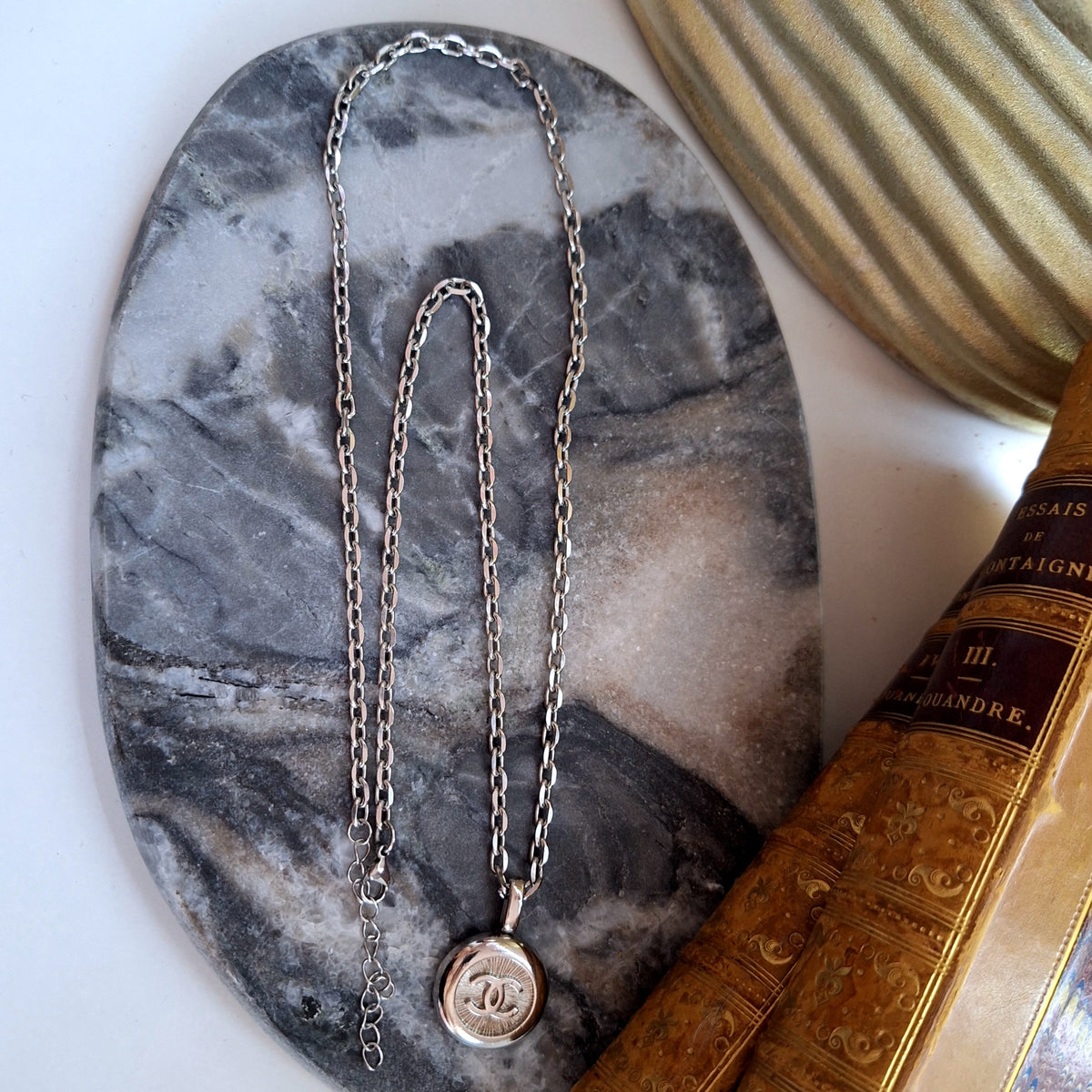 Maja Necklace - Relux handcrafted creation with upcycled vintage button