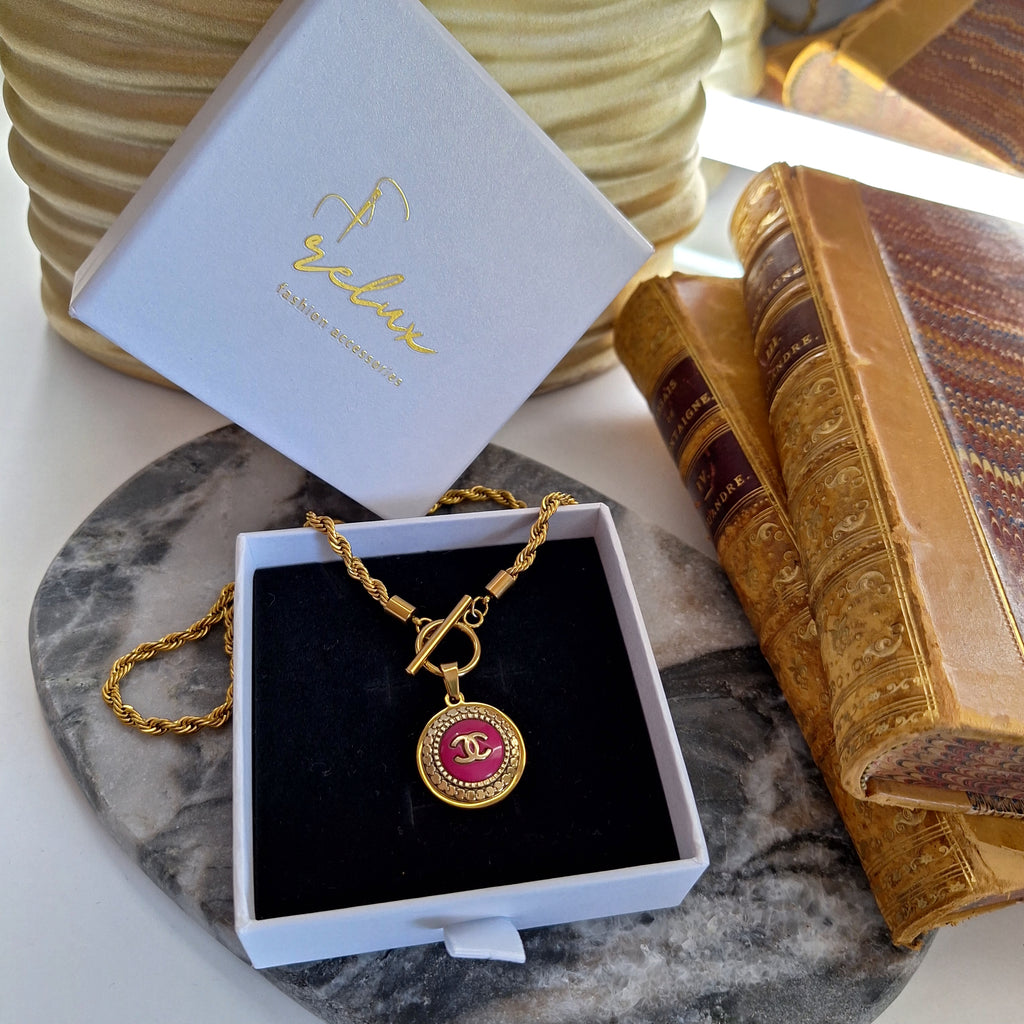 Collana Elisa - Creazione artigianale Relux con bottone upcycled