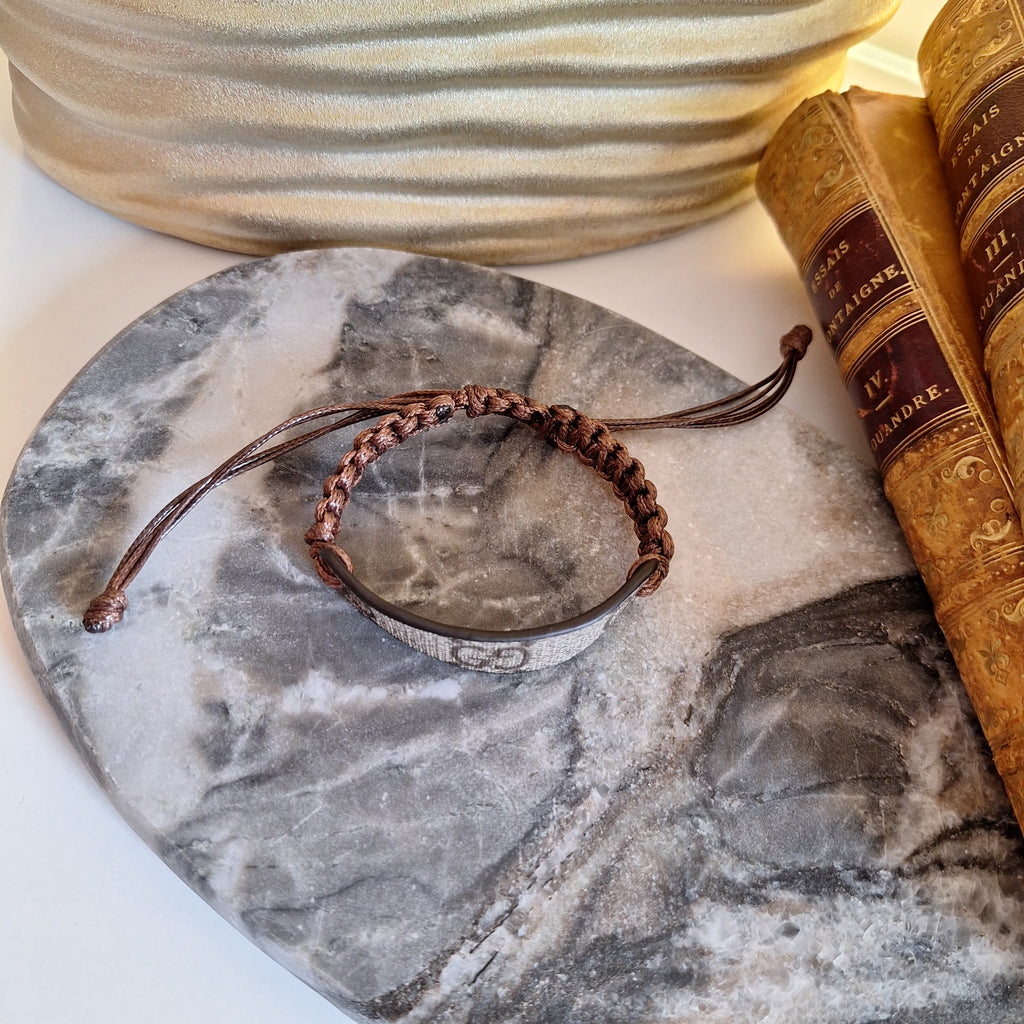 Greta Bracelet - Relux handcrafted creation in upcycled vintage leather (canvas)