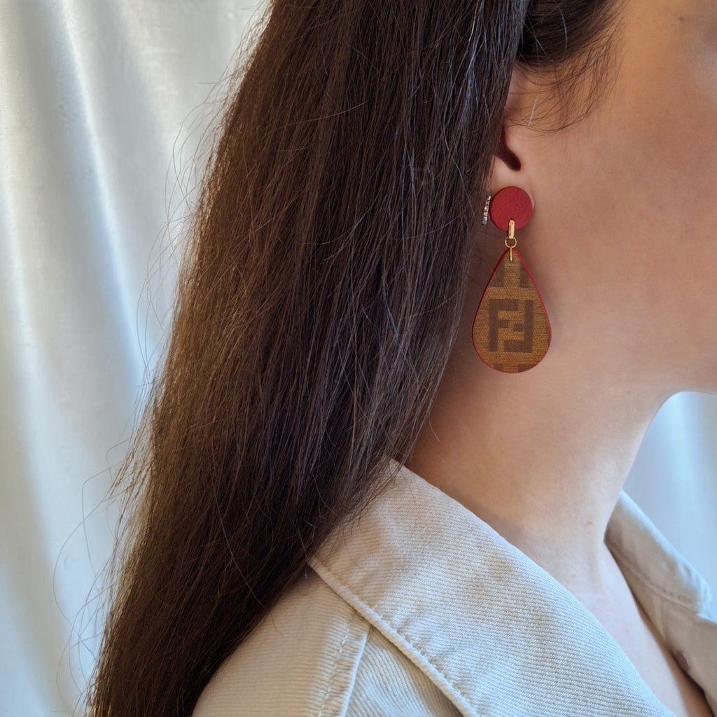 Mila Earrings - Handcrafted Relux design in upcycled vintage leather (canvas)