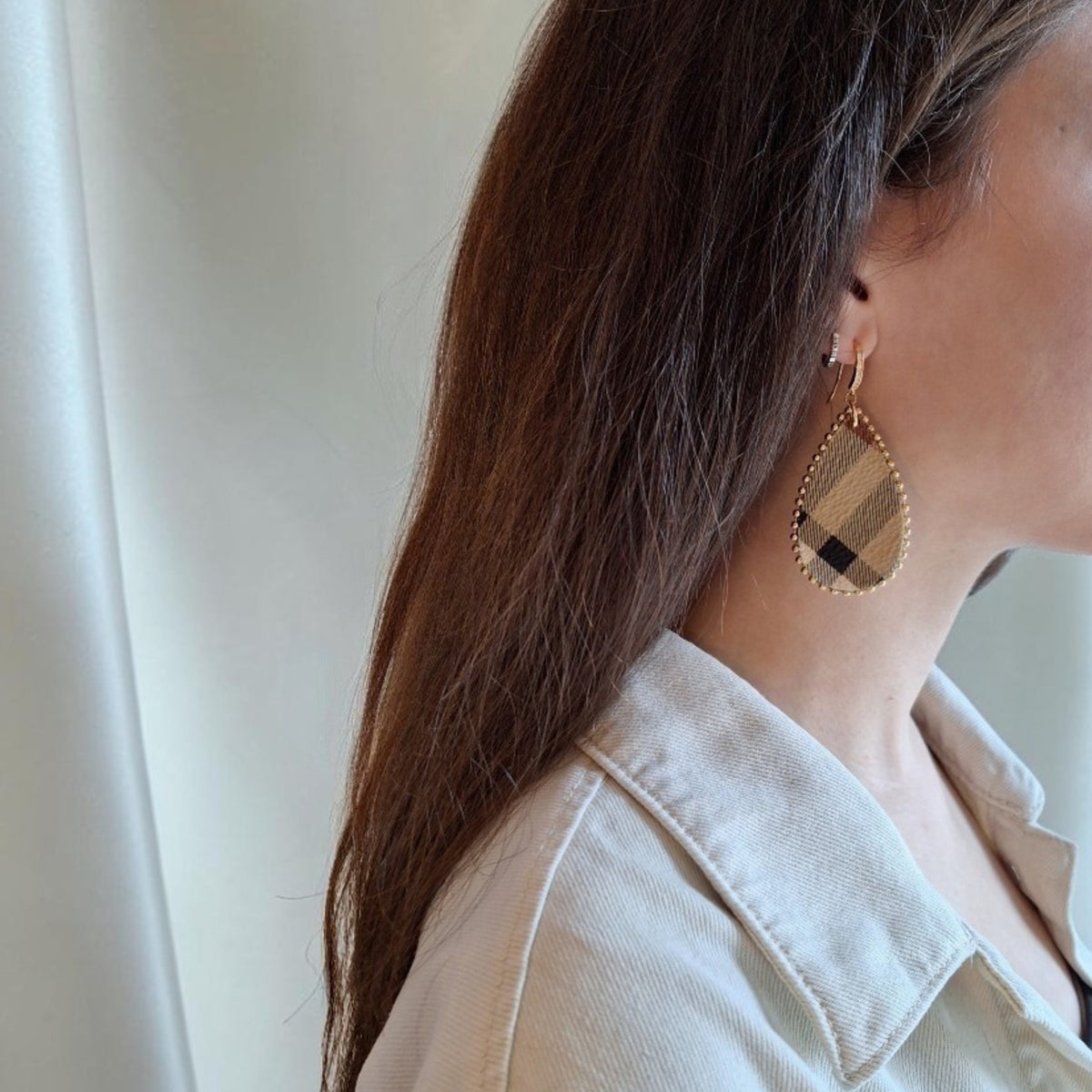Gabi Earrings - Relux handcrafted creation in upcycled vintage leather (canvas)