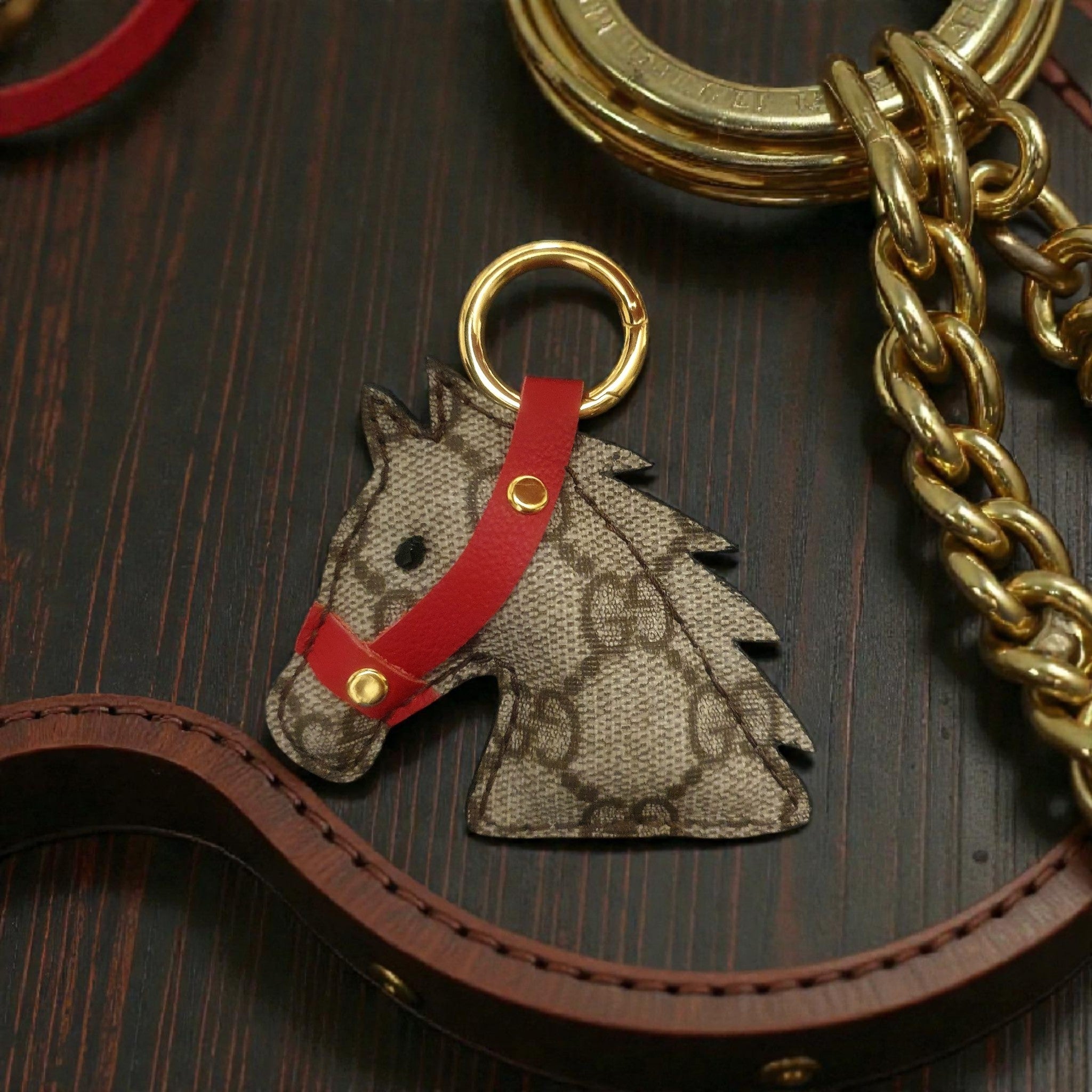 Portachiavi Cavallo in Tela Monogram Upcycled