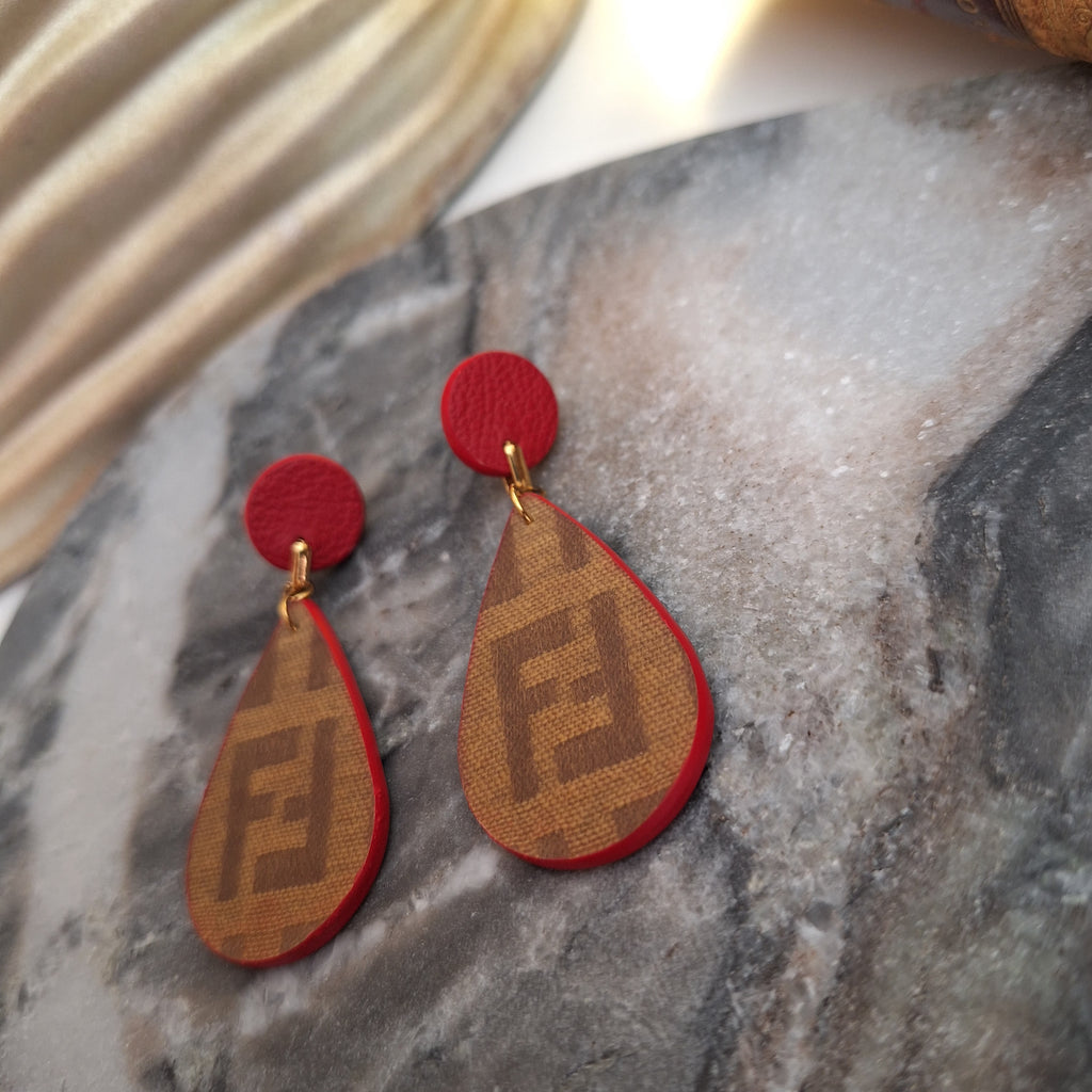 Mila Earrings - Handcrafted Relux design in upcycled vintage leather (canvas)
